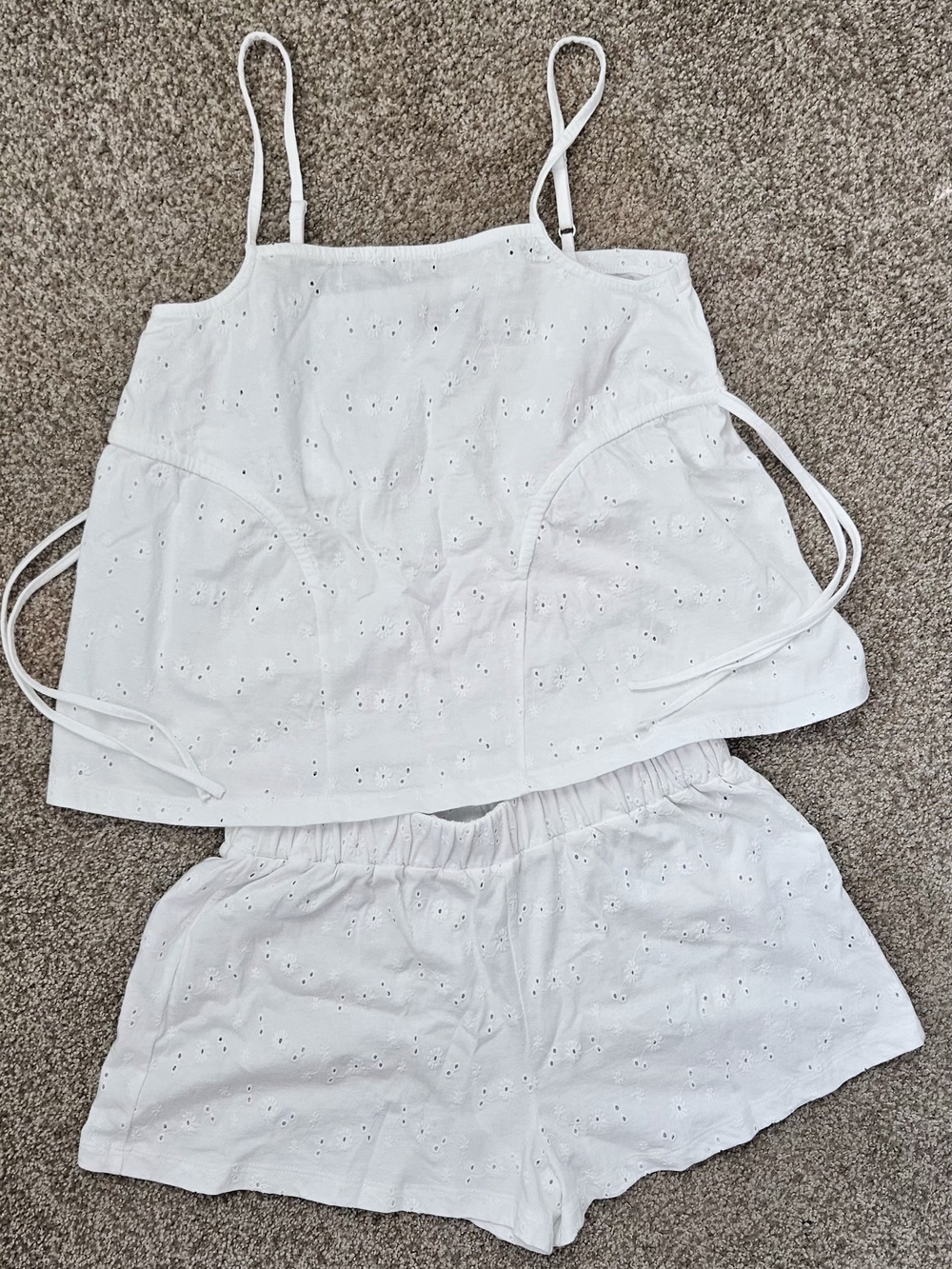 Cute White Eyelet Set - Tank Top & Shorts, by Asos. Size Small